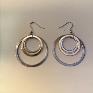 Triple Hoop Tri Colored. Pierced Earrings